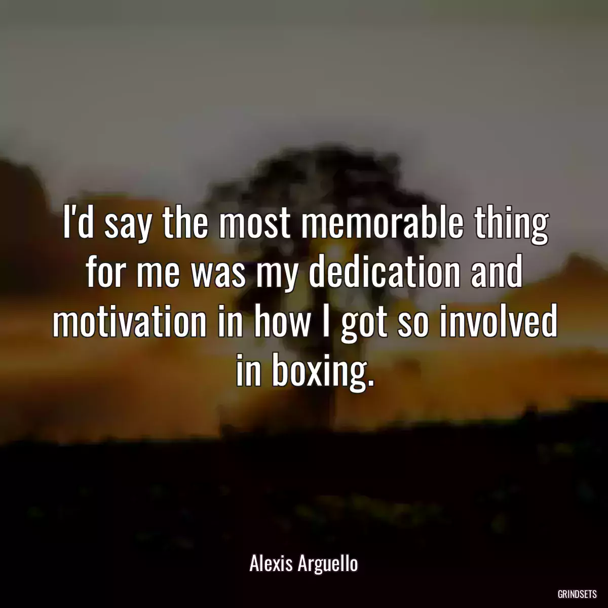 I\'d say the most memorable thing for me was my dedication and motivation in how I got so involved in boxing.