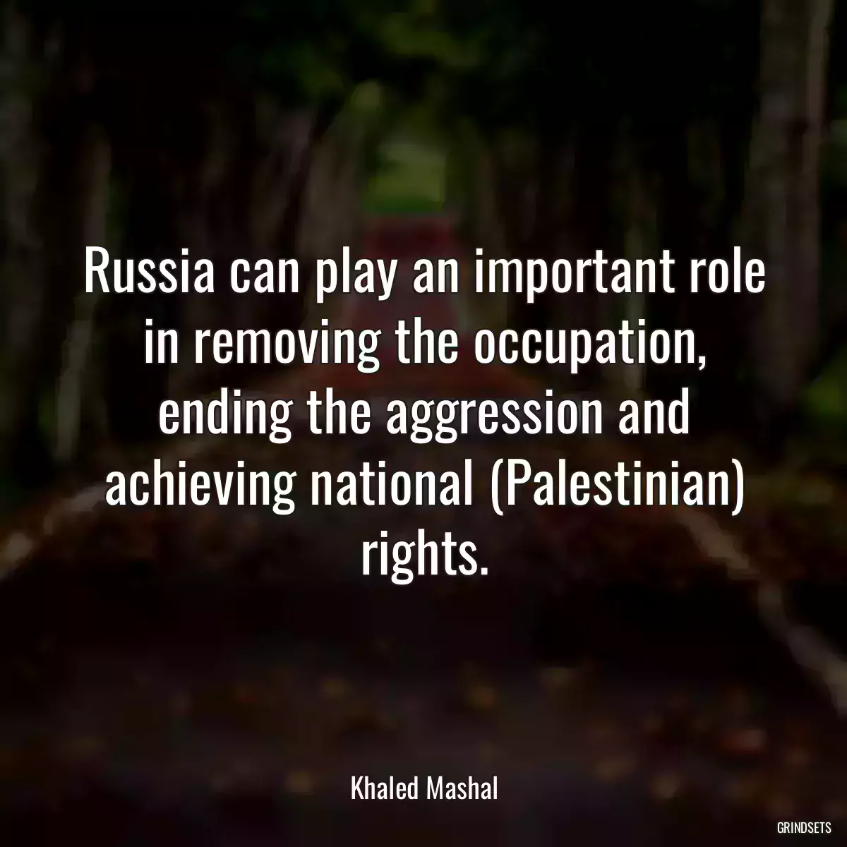 Russia can play an important role in removing the occupation, ending the aggression and achieving national (Palestinian) rights.