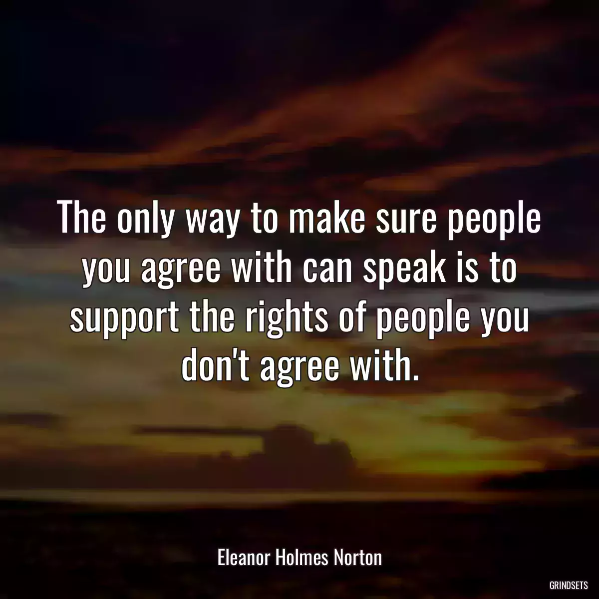 The only way to make sure people you agree with can speak is to support the rights of people you don\'t agree with.