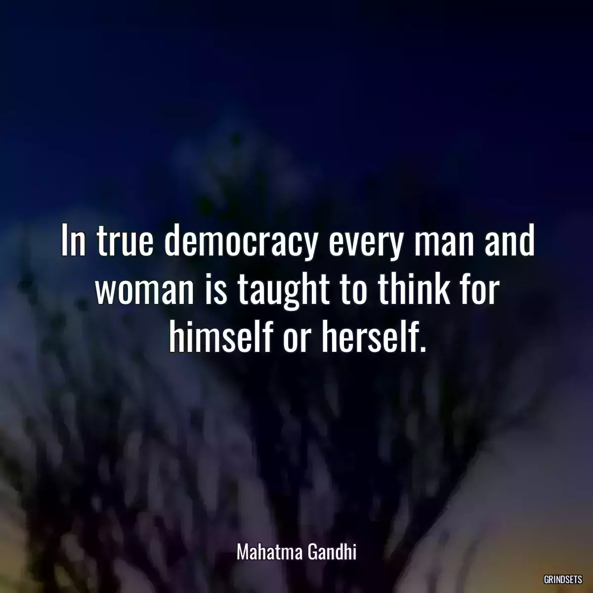 In true democracy every man and woman is taught to think for himself or herself.