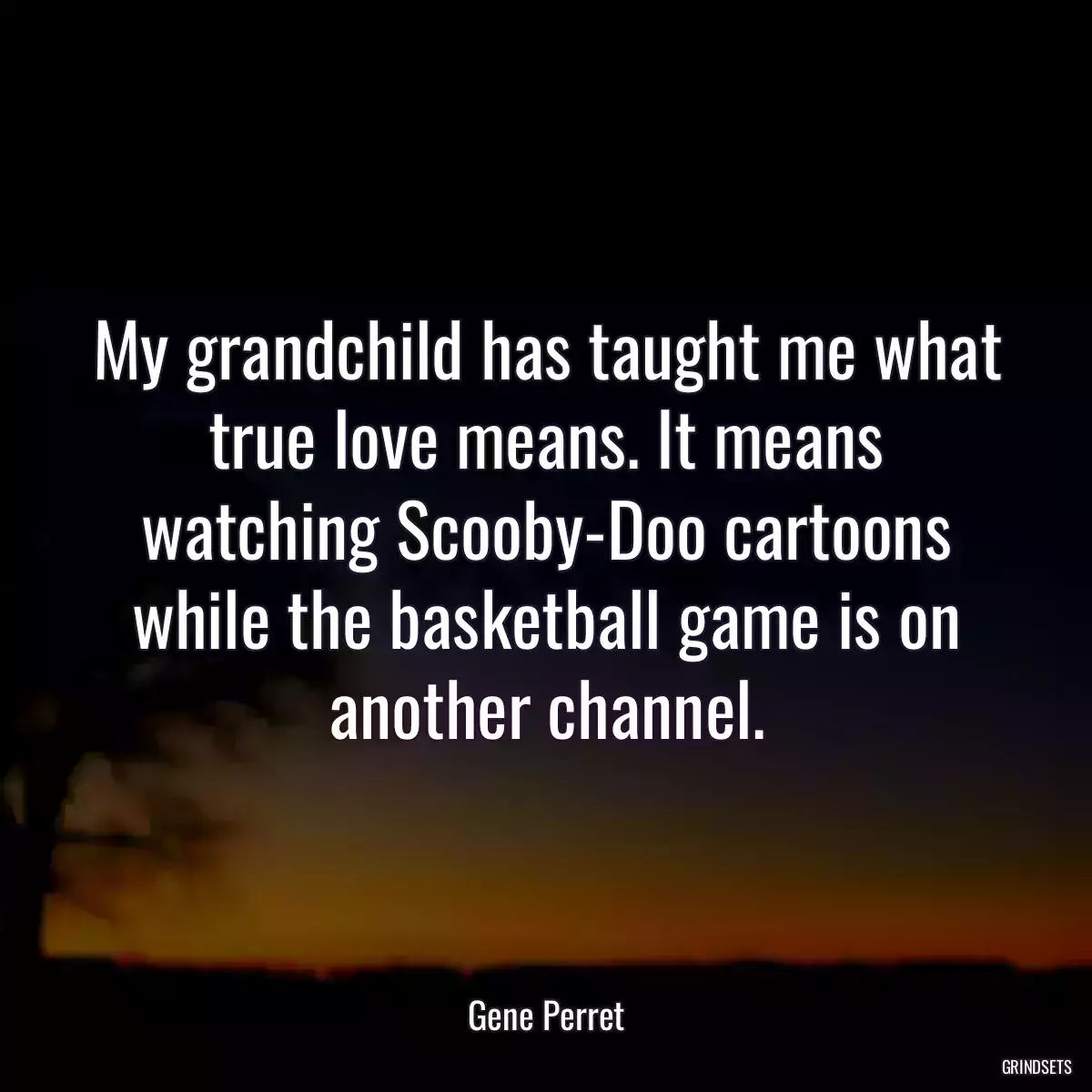 My grandchild has taught me what true love means. It means watching Scooby-Doo cartoons while the basketball game is on another channel.