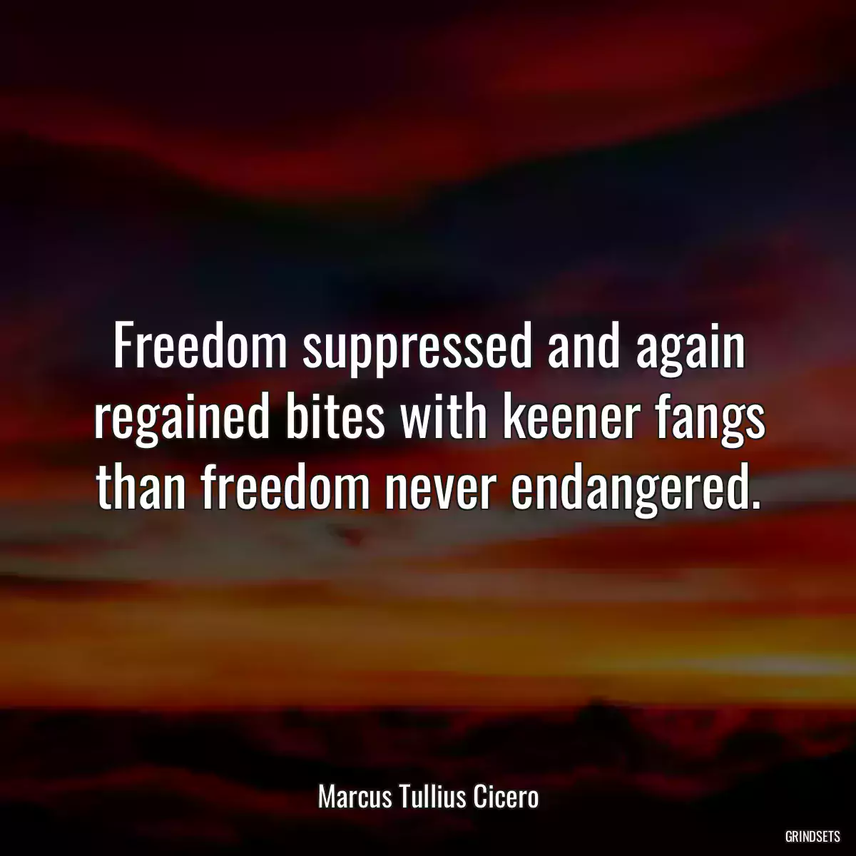 Freedom suppressed and again regained bites with keener fangs than freedom never endangered.