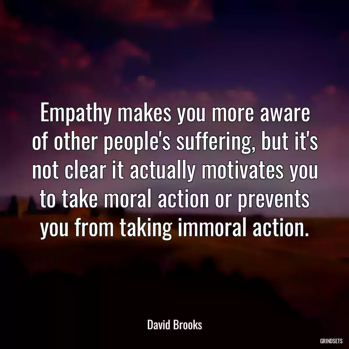 Empathy makes you more aware of other people\'s suffering, but it\'s not clear it actually motivates you to take moral action or prevents you from taking immoral action.