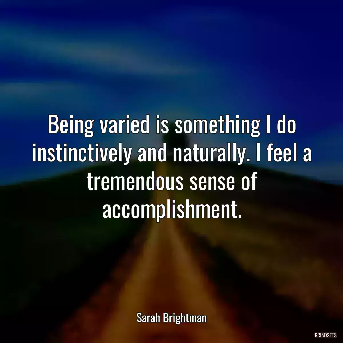 Being varied is something I do instinctively and naturally. I feel a tremendous sense of accomplishment.