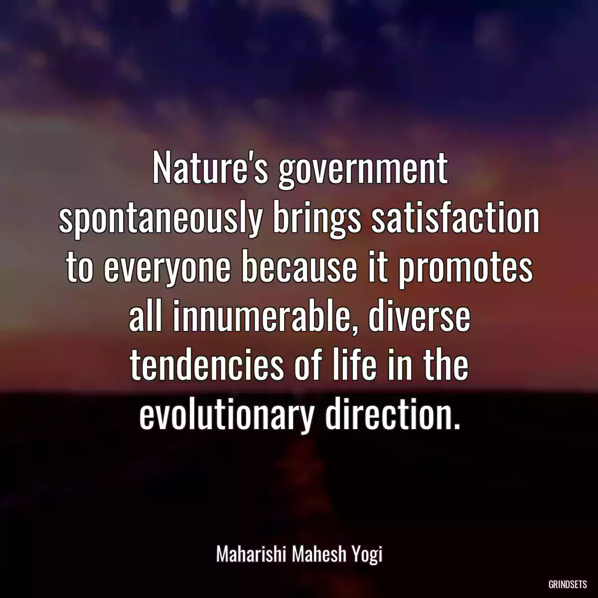 Nature\'s government spontaneously brings satisfaction to everyone because it promotes all innumerable, diverse tendencies of life in the evolutionary direction.