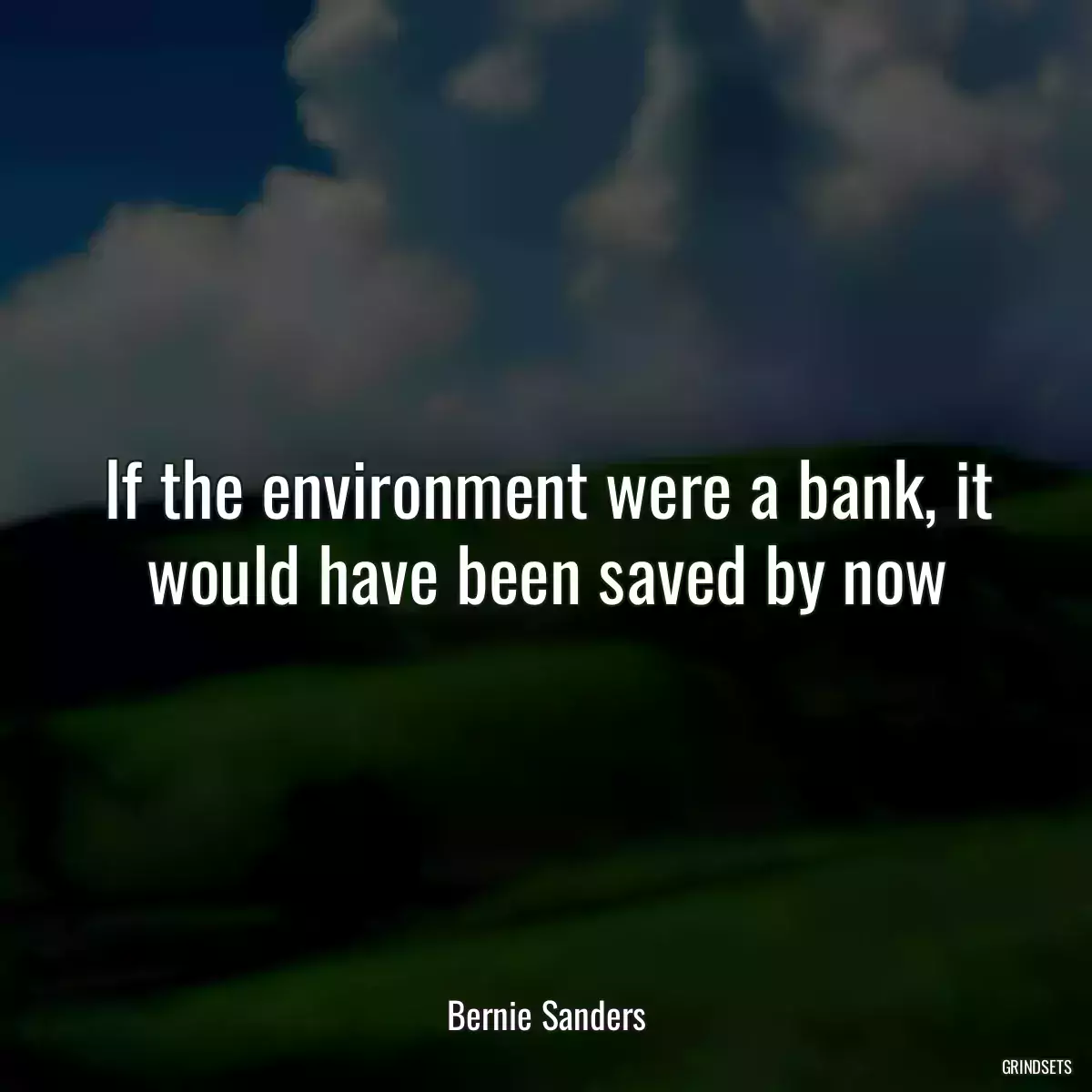 If the environment were a bank, it would have been saved by now