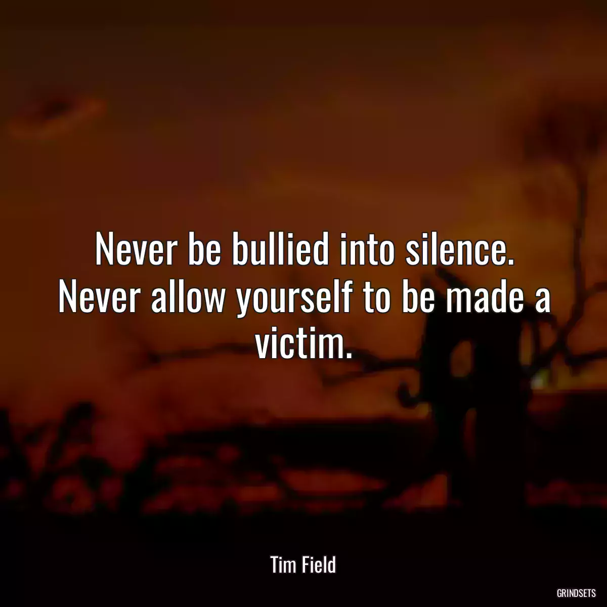 Never be bullied into silence. Never allow yourself to be made a victim.