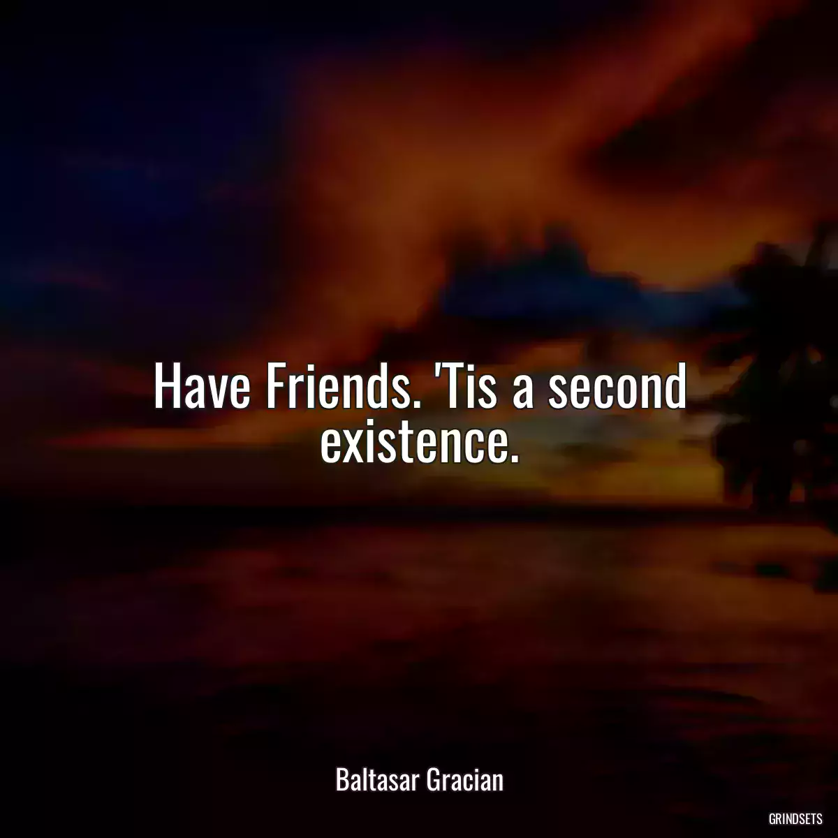 Have Friends. \'Tis a second existence.