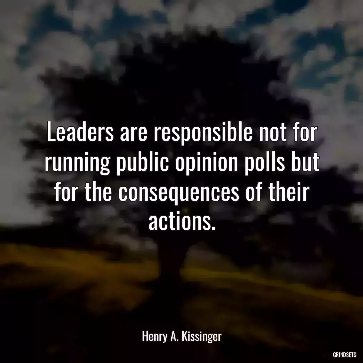 Leaders are responsible not for running public opinion polls but for the consequences of their actions.