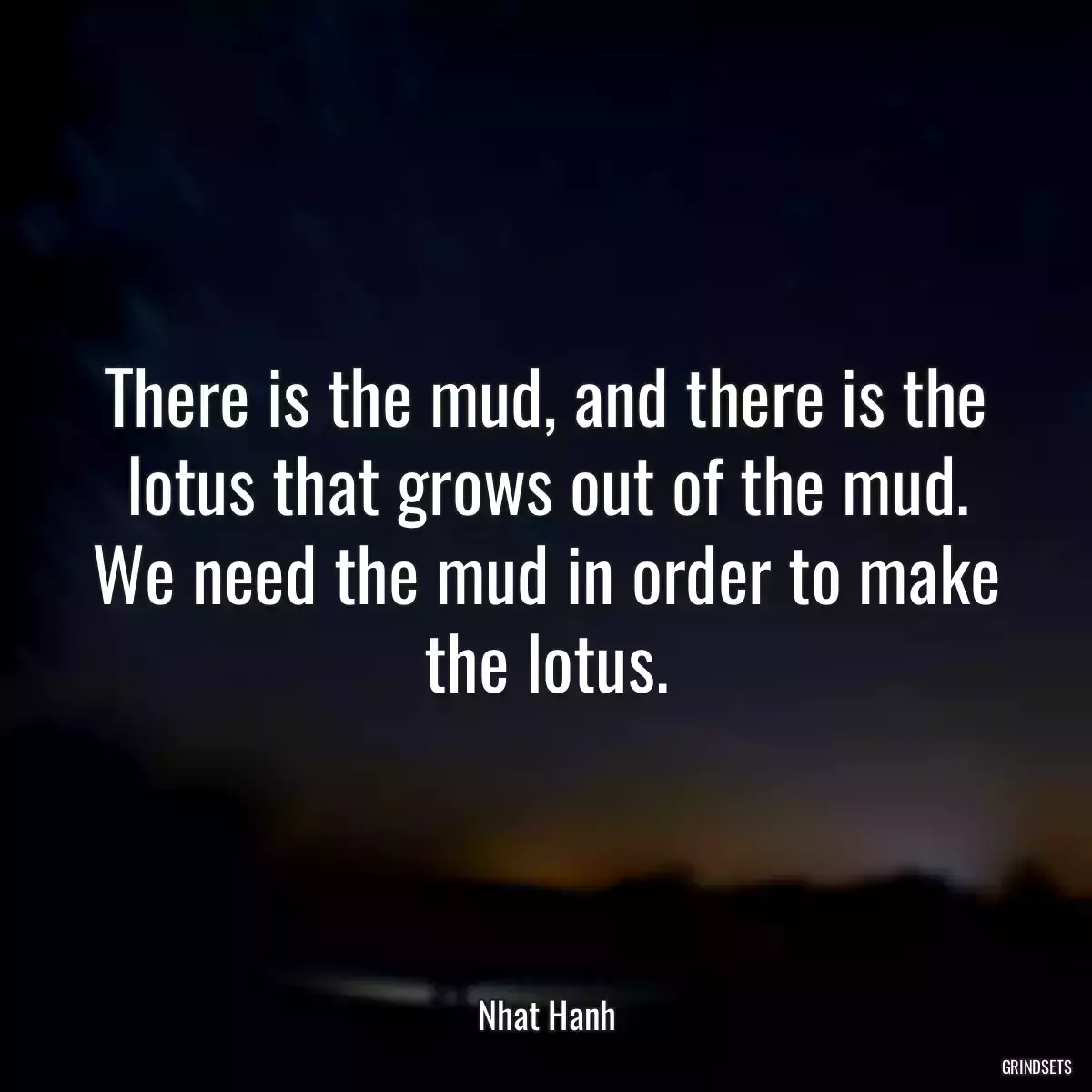 There is the mud, and there is the lotus that grows out of the mud. We need the mud in order to make the lotus.