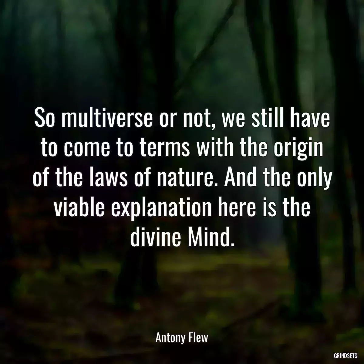 So multiverse or not, we still have to come to terms with the origin of the laws of nature. And the only viable explanation here is the divine Mind.