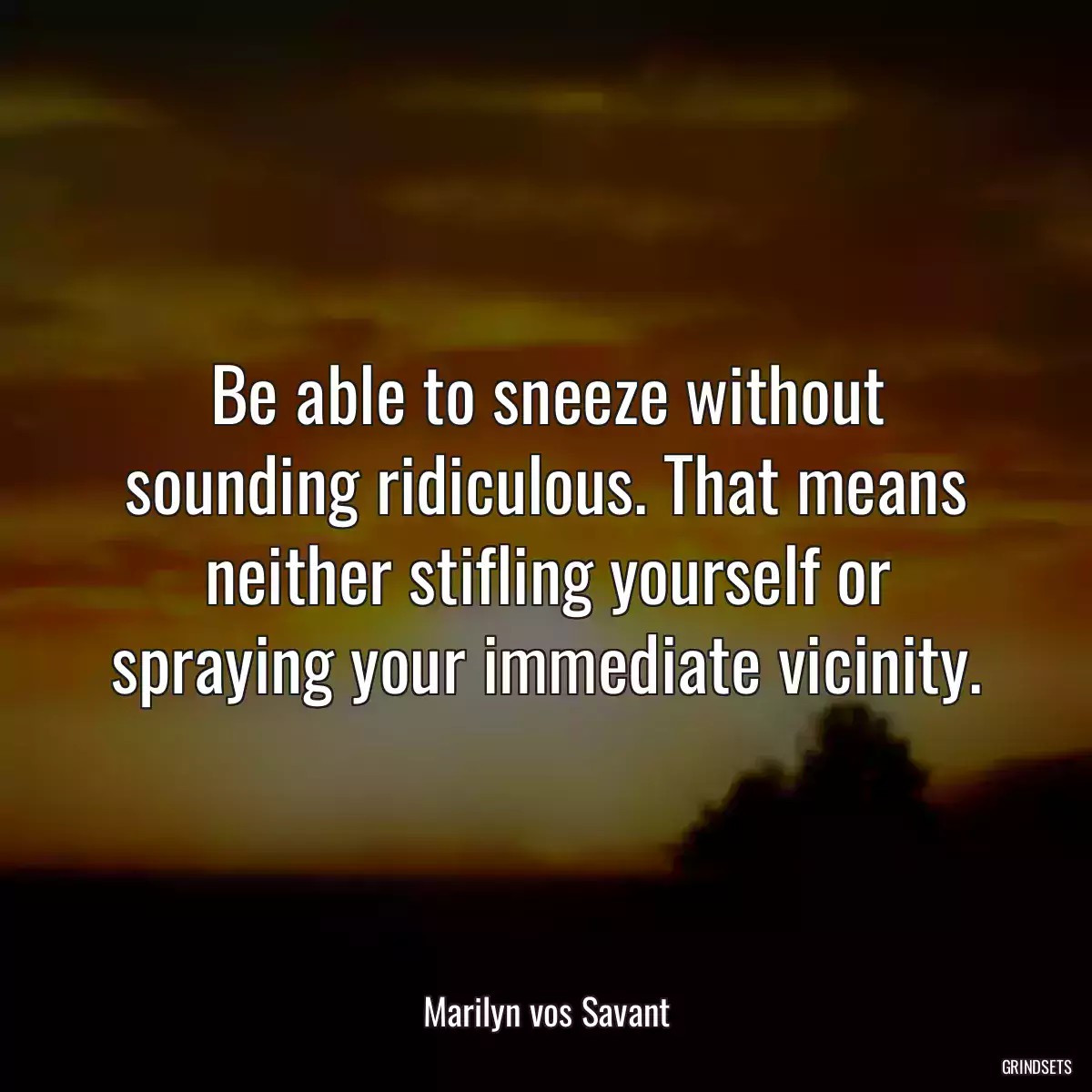 Be able to sneeze without sounding ridiculous. That means neither stifling yourself or spraying your immediate vicinity.