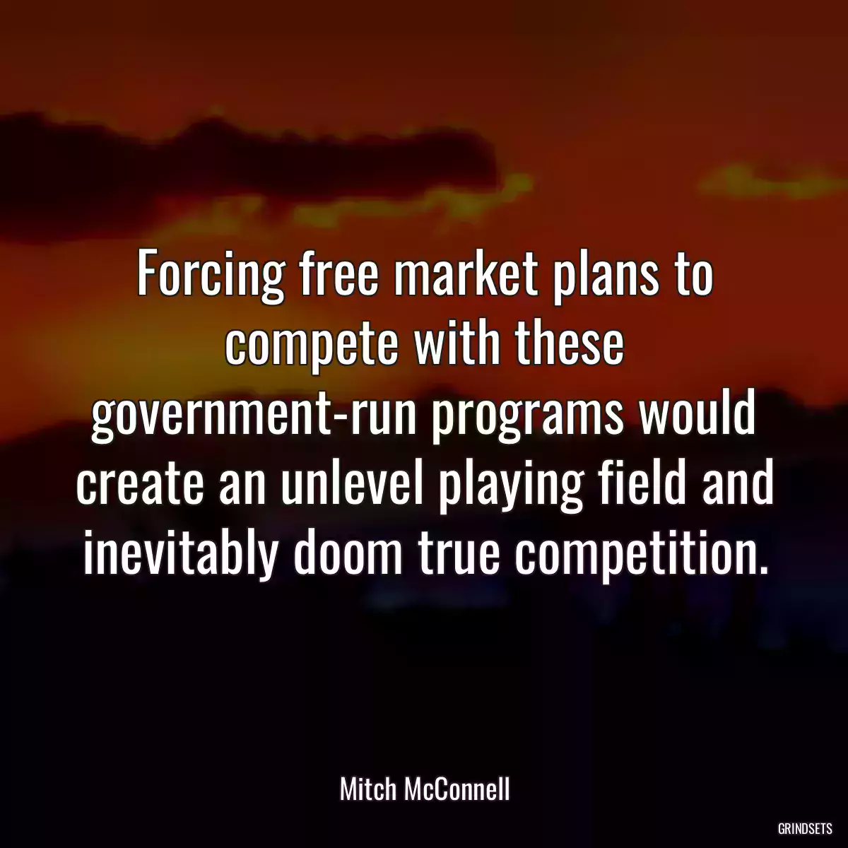 Forcing free market plans to compete with these government-run programs would create an unlevel playing field and inevitably doom true competition.