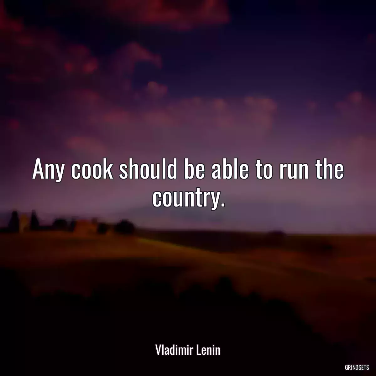 Any cook should be able to run the country.