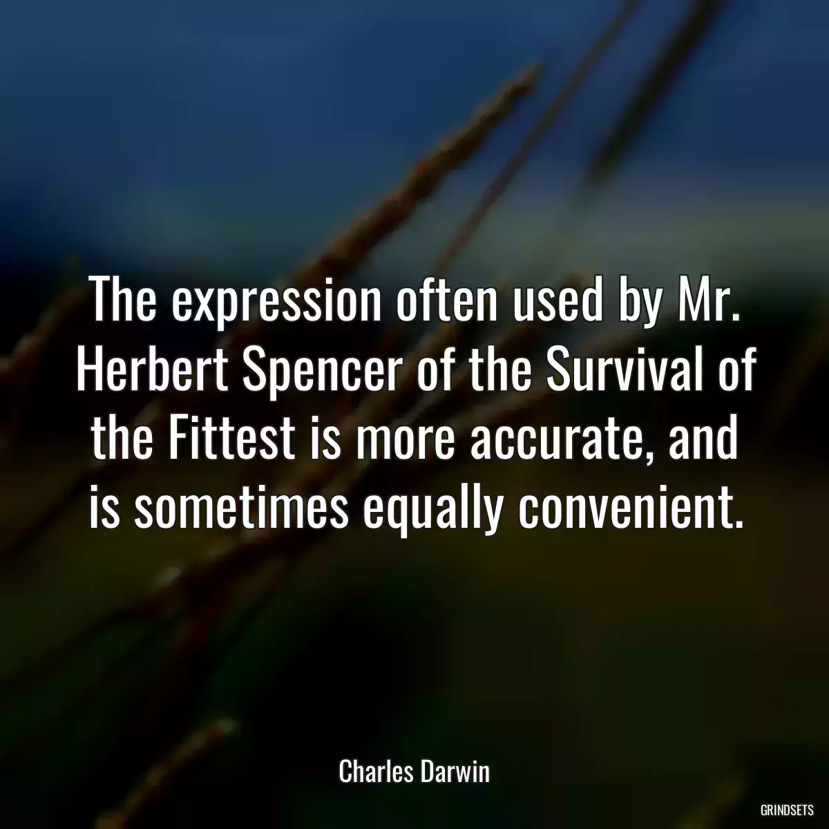 The expression often used by Mr. Herbert Spencer of the Survival of the Fittest is more accurate, and is sometimes equally convenient.