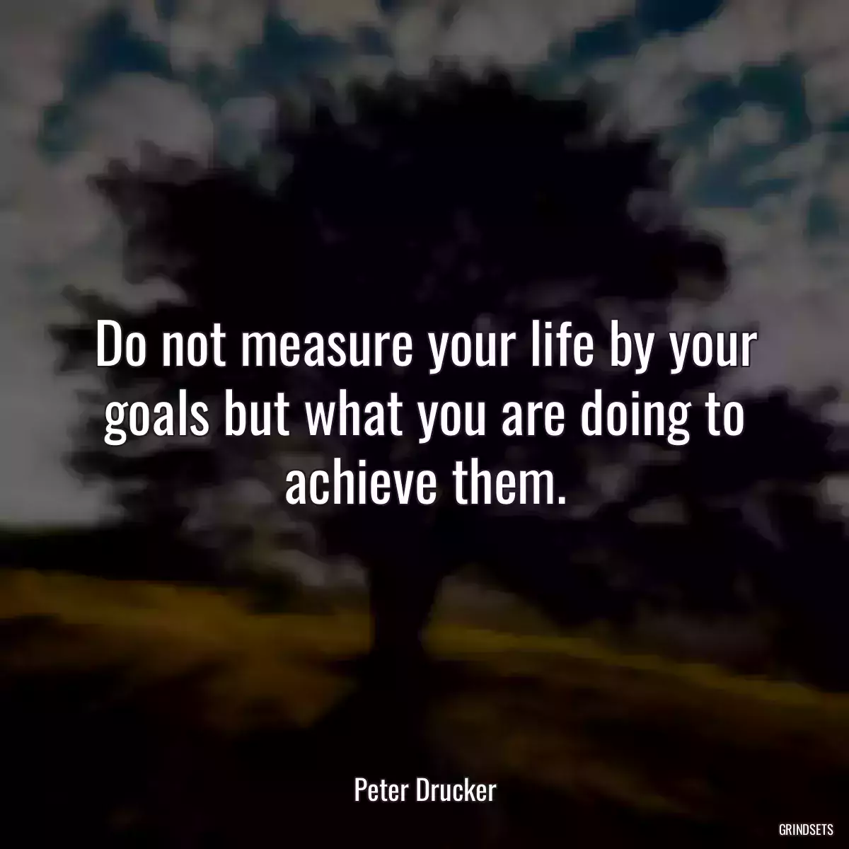 Do not measure your life by your goals but what you are doing to achieve them.