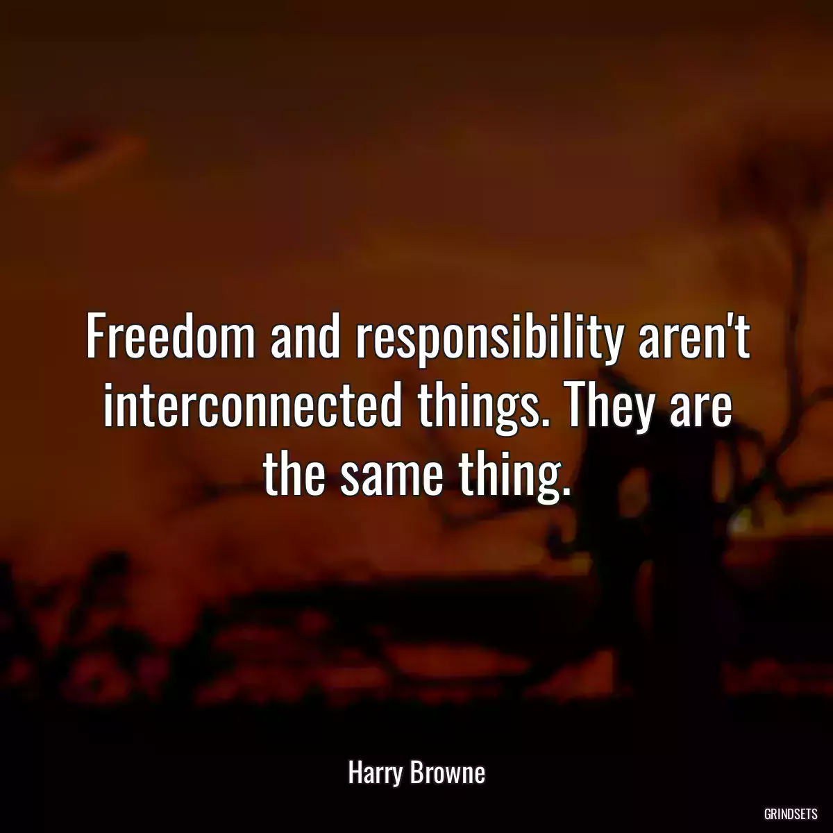 Freedom and responsibility aren\'t interconnected things. They are the same thing.