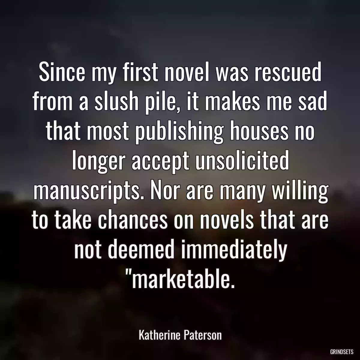 Since my first novel was rescued from a slush pile, it makes me sad that most publishing houses no longer accept unsolicited manuscripts. Nor are many willing to take chances on novels that are not deemed immediately \