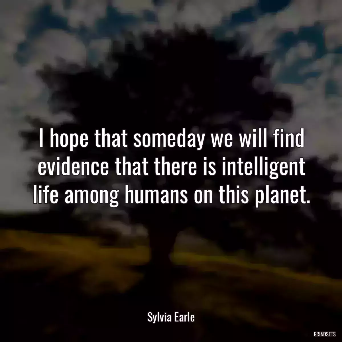 I hope that someday we will find evidence that there is intelligent life among humans on this planet.