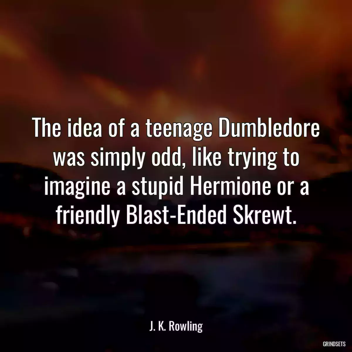 The idea of a teenage Dumbledore was simply odd, like trying to imagine a stupid Hermione or a friendly Blast-Ended Skrewt.