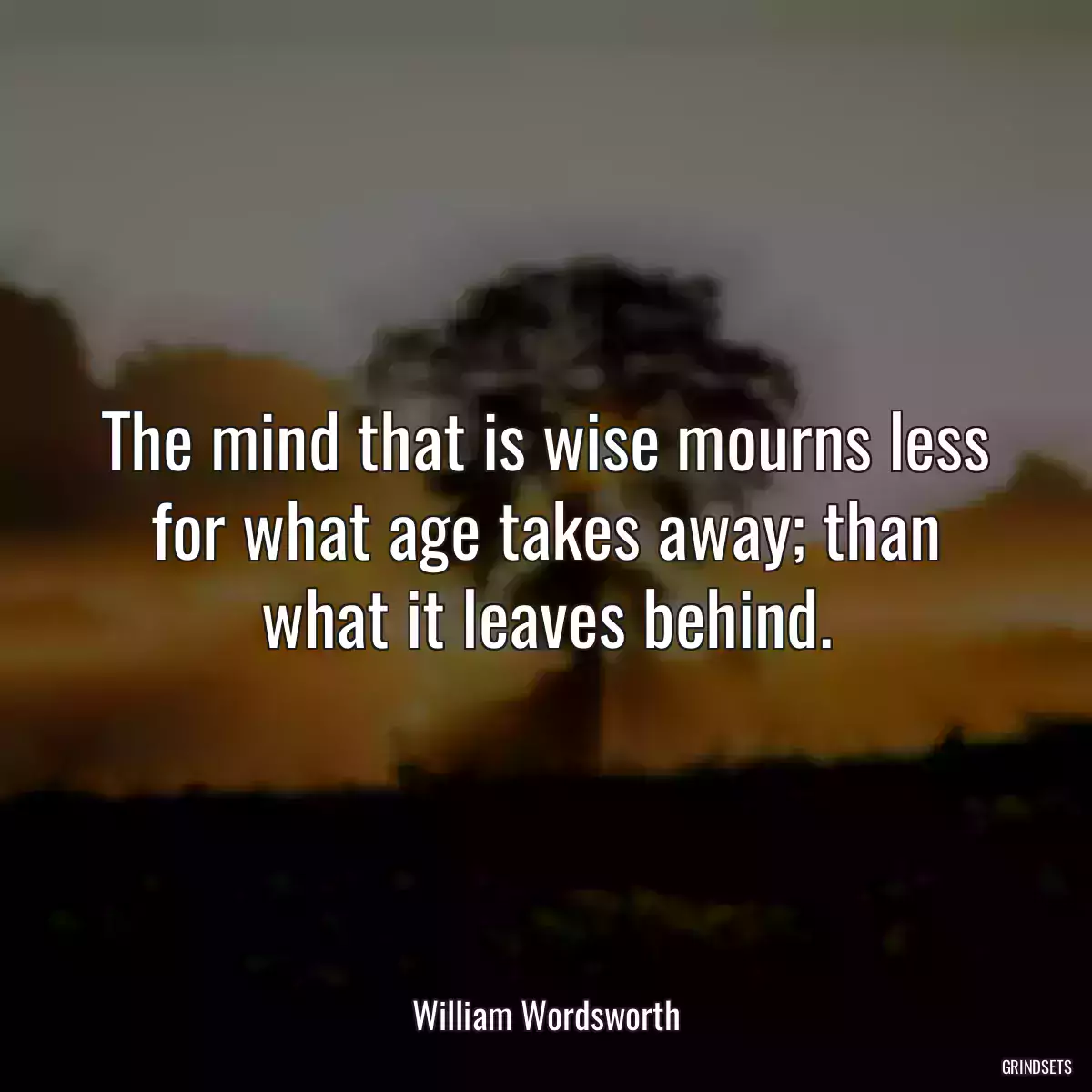 The mind that is wise mourns less for what age takes away; than what it leaves behind.