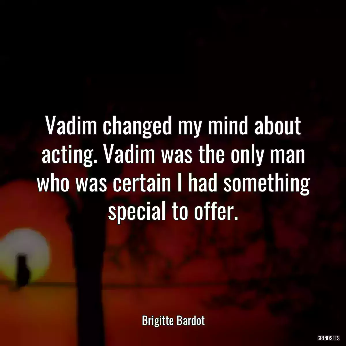 Vadim changed my mind about acting. Vadim was the only man who was certain I had something special to offer.