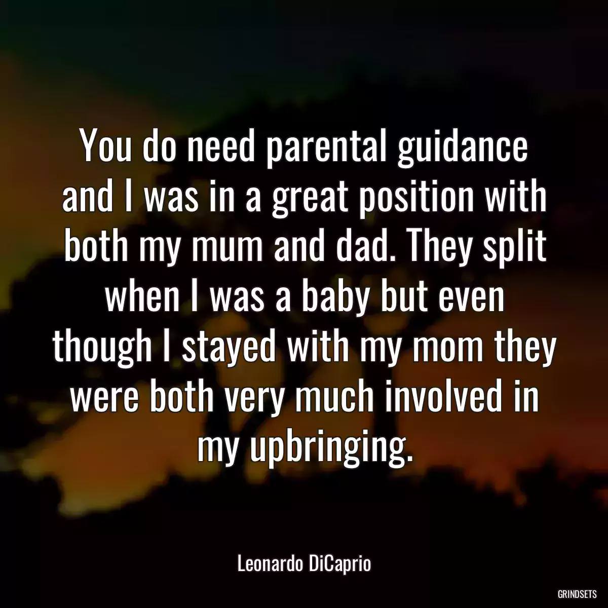 You do need parental guidance and I was in a great position with both my mum and dad. They split when I was a baby but even though I stayed with my mom they were both very much involved in my upbringing.