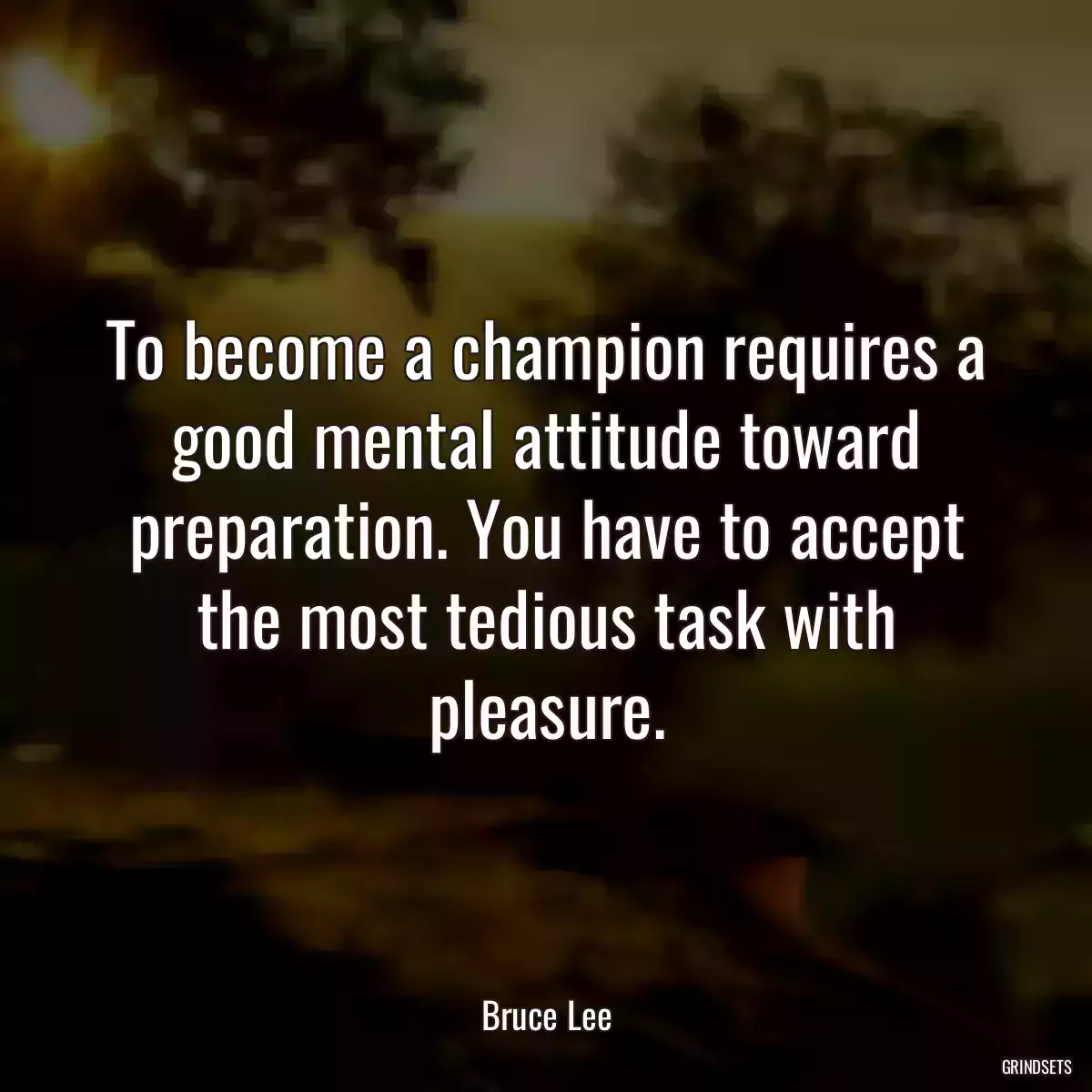 To become a champion requires a good mental attitude toward preparation. You have to accept the most tedious task with pleasure.