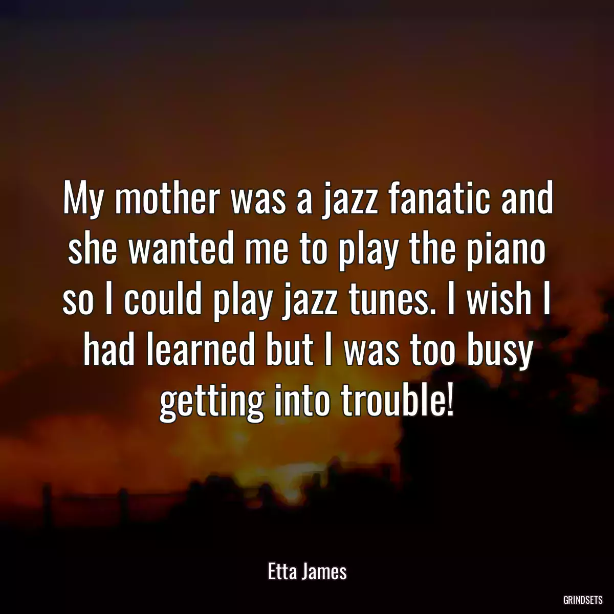 My mother was a jazz fanatic and she wanted me to play the piano so I could play jazz tunes. I wish I had learned but I was too busy getting into trouble!