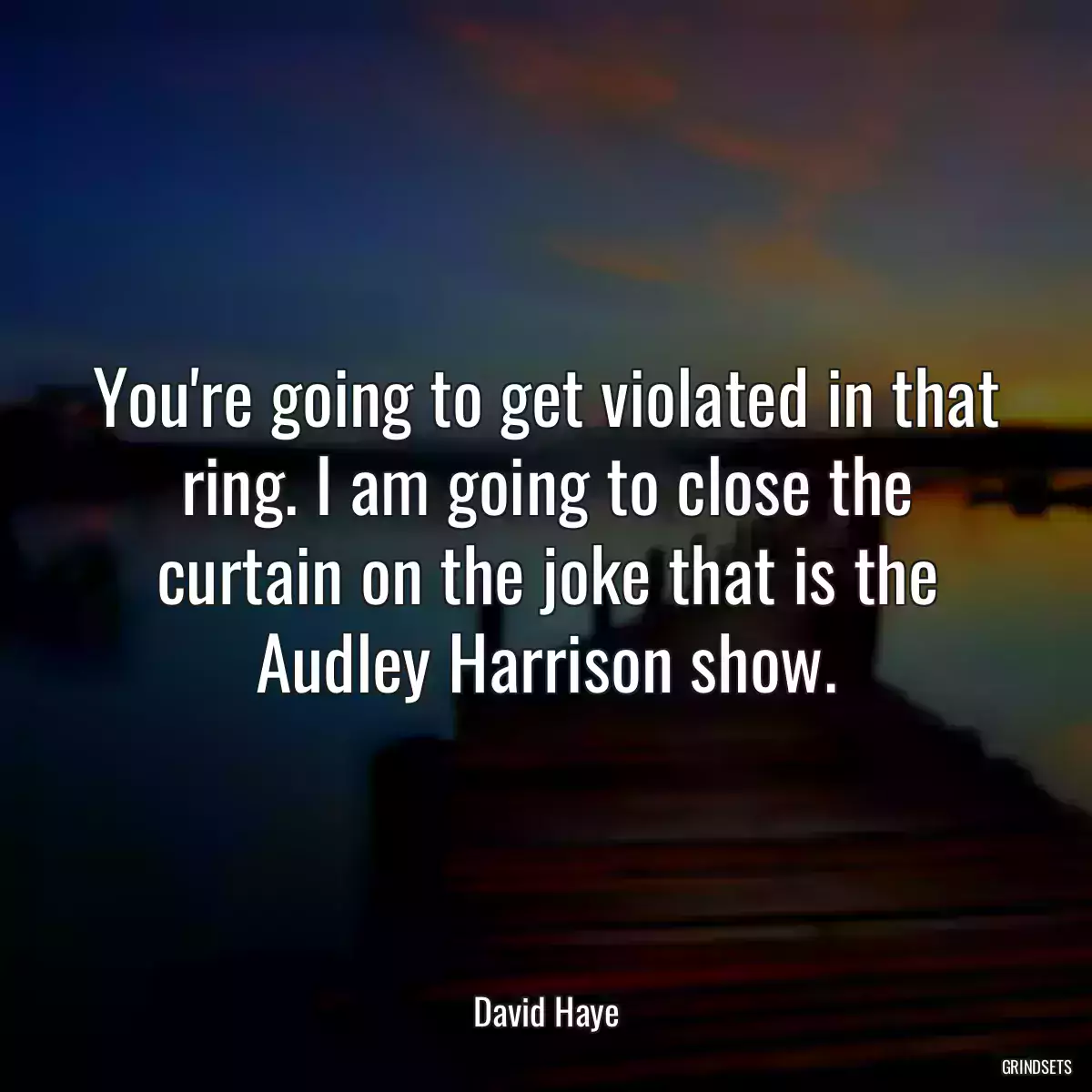 You\'re going to get violated in that ring. I am going to close the curtain on the joke that is the Audley Harrison show.