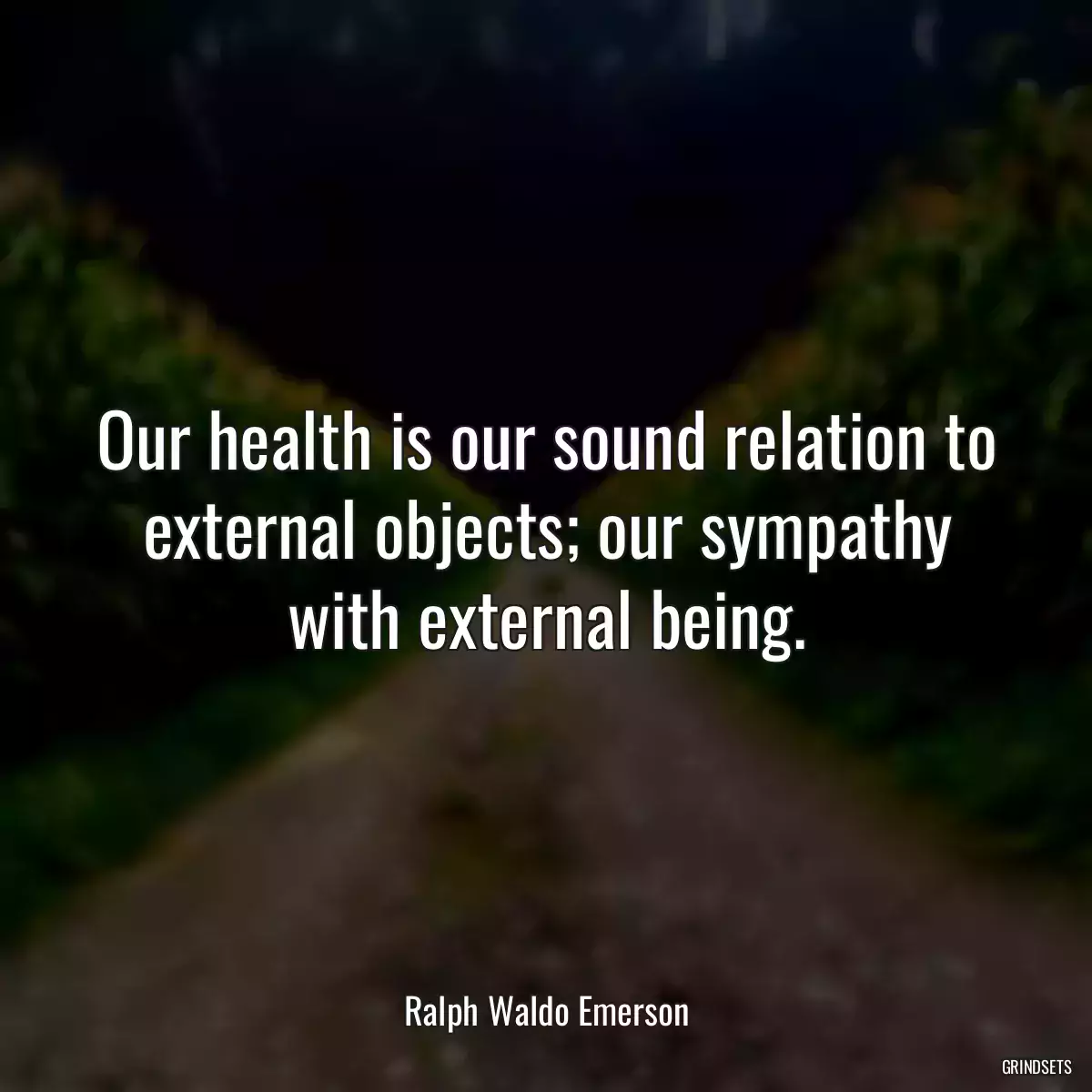 Our health is our sound relation to external objects; our sympathy with external being.