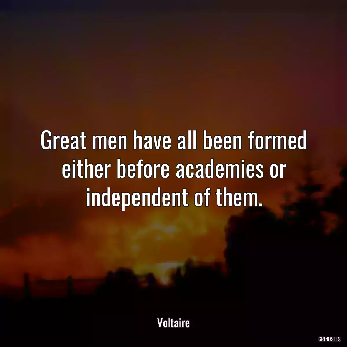 Great men have all been formed either before academies or independent of them.