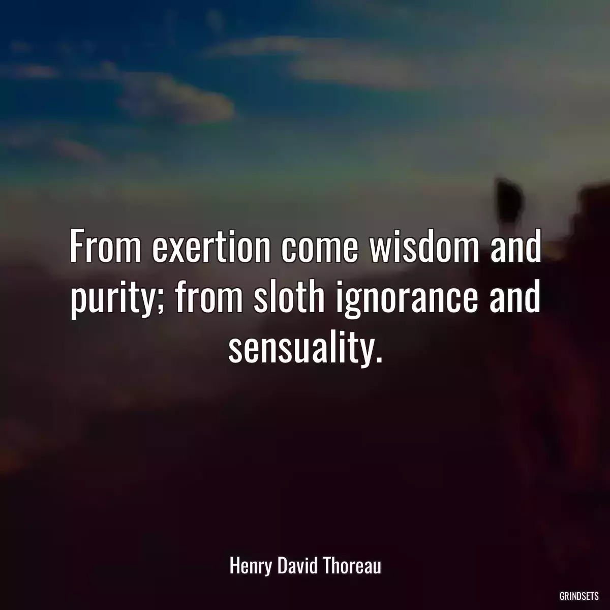 From exertion come wisdom and purity; from sloth ignorance and sensuality.