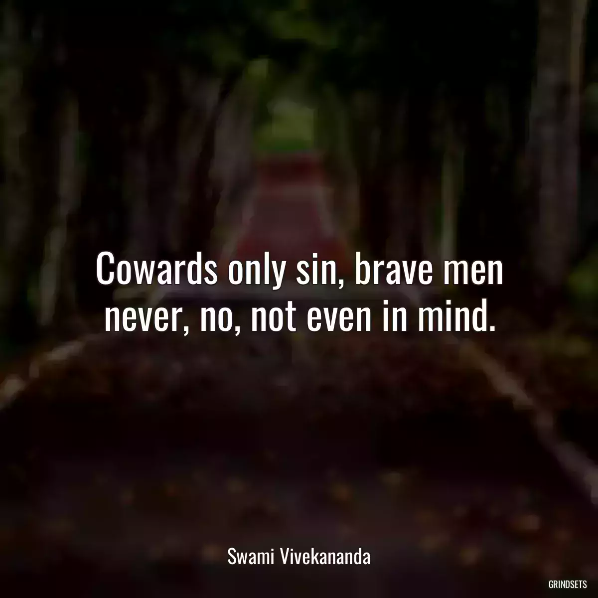 Cowards only sin, brave men never, no, not even in mind.