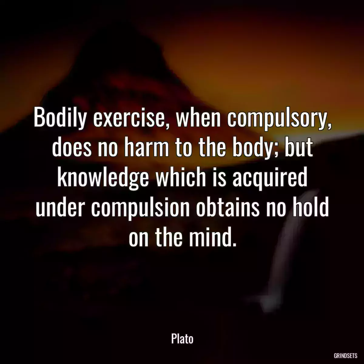 Bodily exercise, when compulsory, does no harm to the body; but knowledge which is acquired under compulsion obtains no hold on the mind.