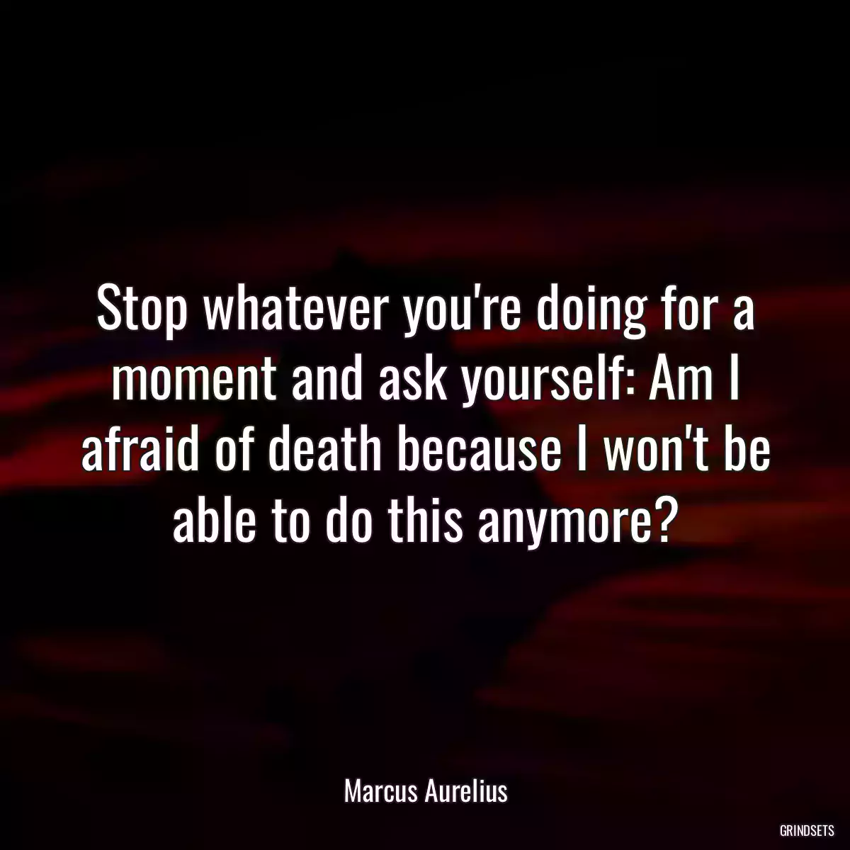 Stop whatever you\'re doing for a moment and ask yourself: Am I afraid of death because I won\'t be able to do this anymore?