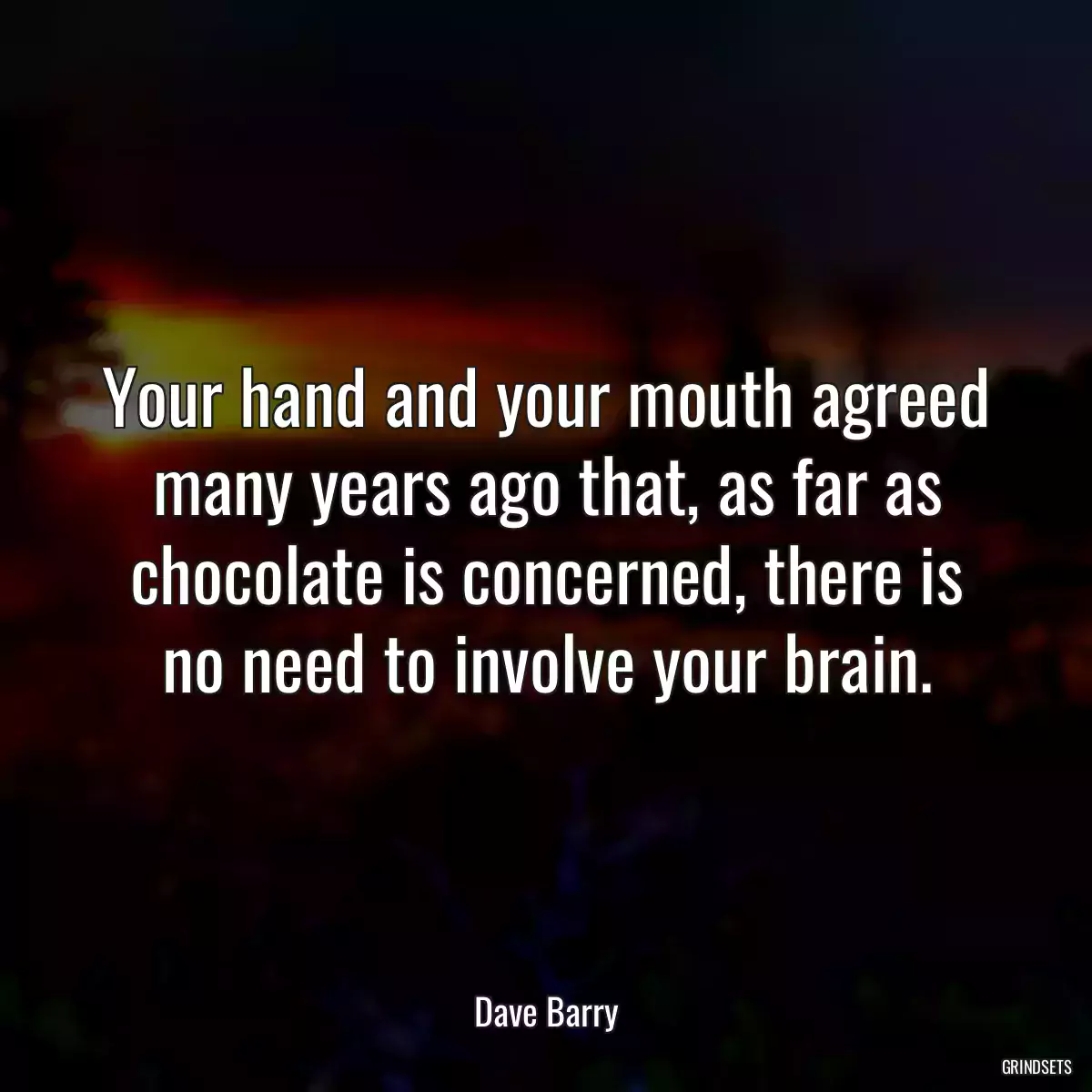 Your hand and your mouth agreed many years ago that, as far as chocolate is concerned, there is no need to involve your brain.