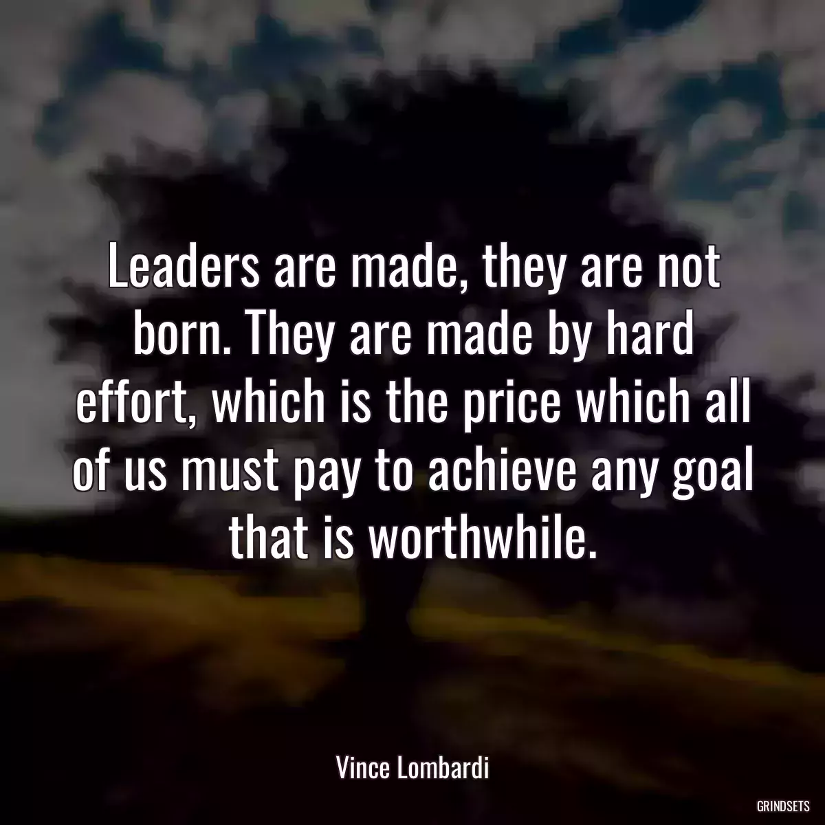 Leaders are made, they are not born. They are made by hard effort, which is the price which all of us must pay to achieve any goal that is worthwhile.