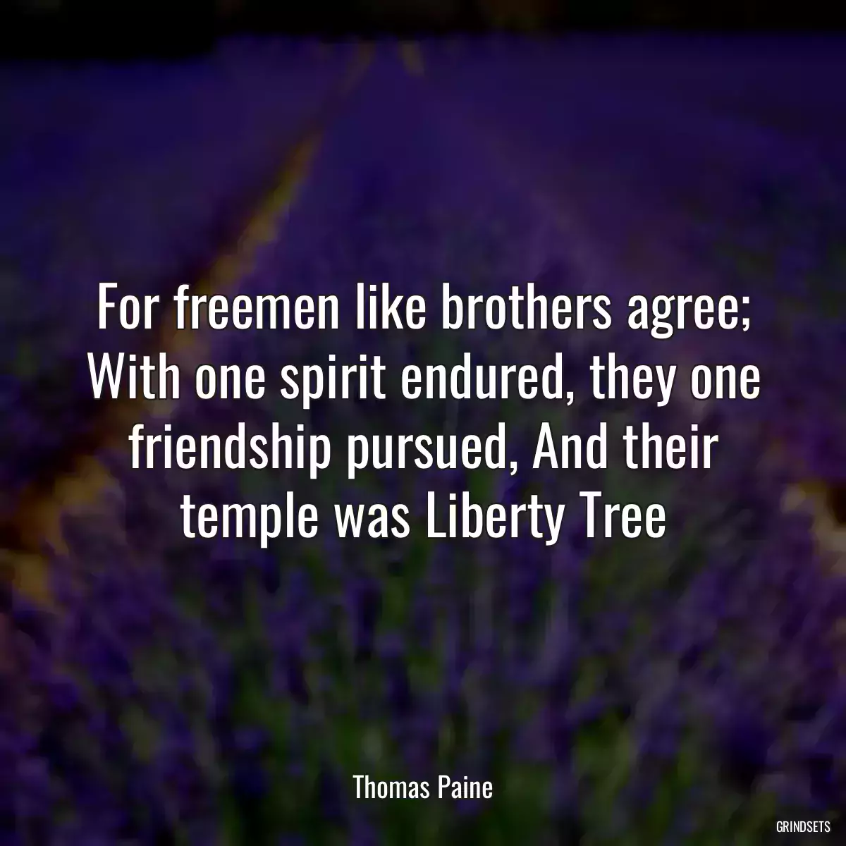 For freemen like brothers agree; With one spirit endured, they one friendship pursued, And their temple was Liberty Tree