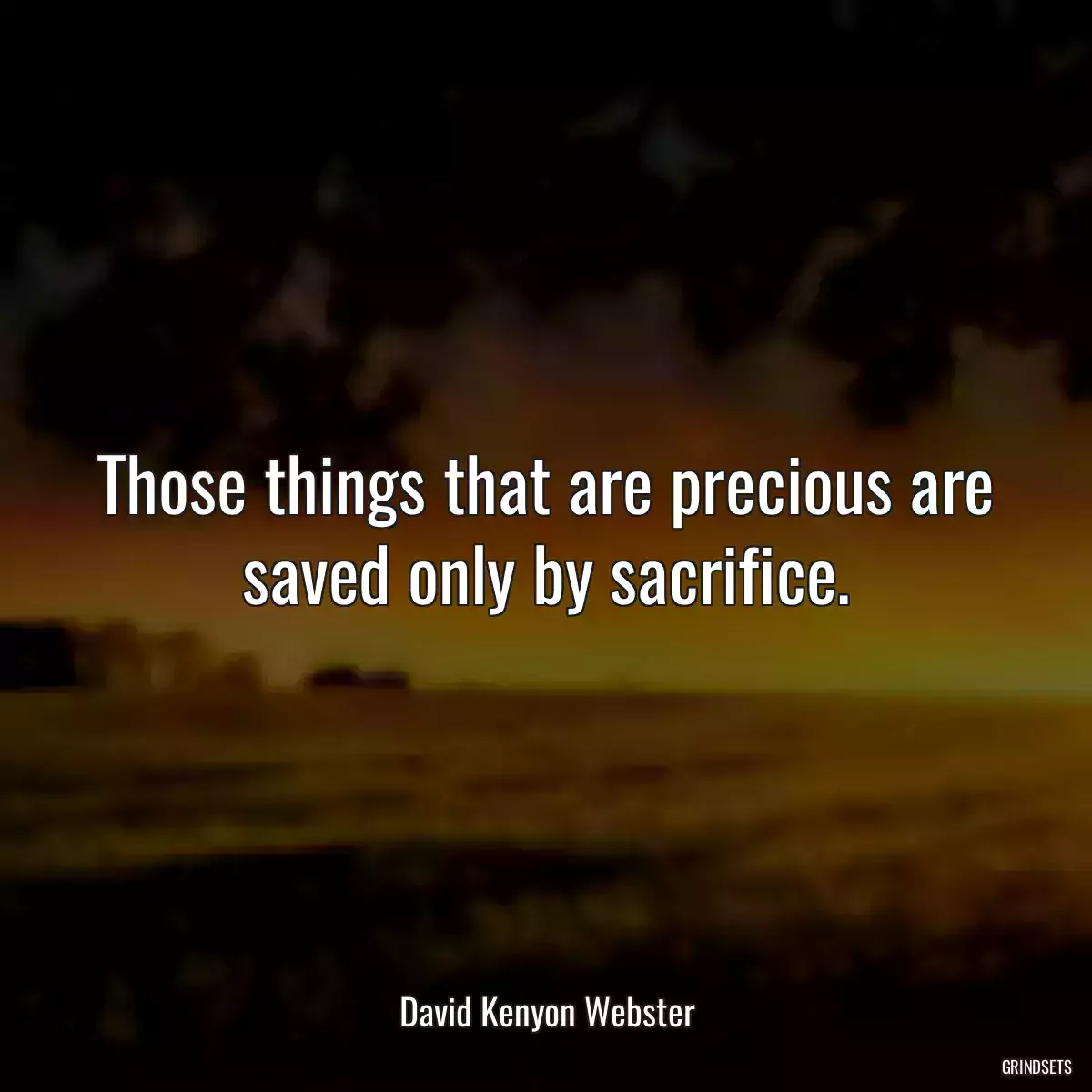 Those things that are precious are saved only by sacrifice.