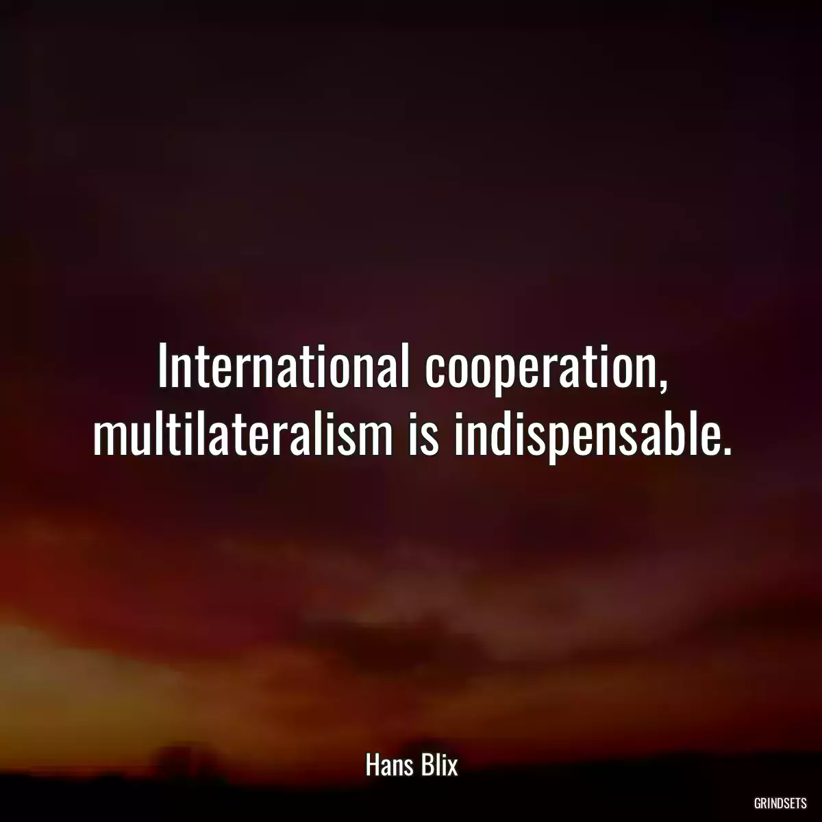 International cooperation, multilateralism is indispensable.