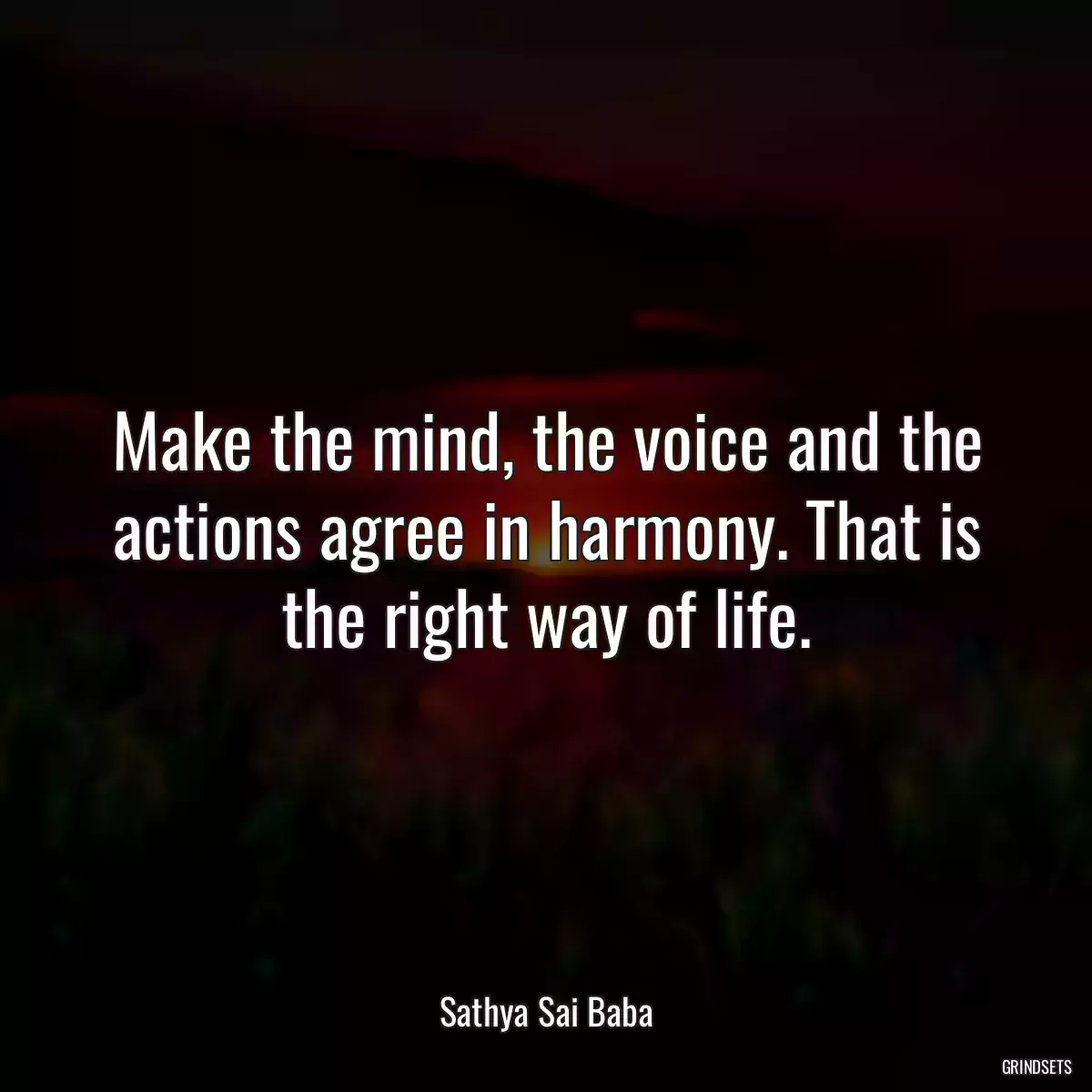 Make the mind, the voice and the actions agree in harmony. That is the right way of life.