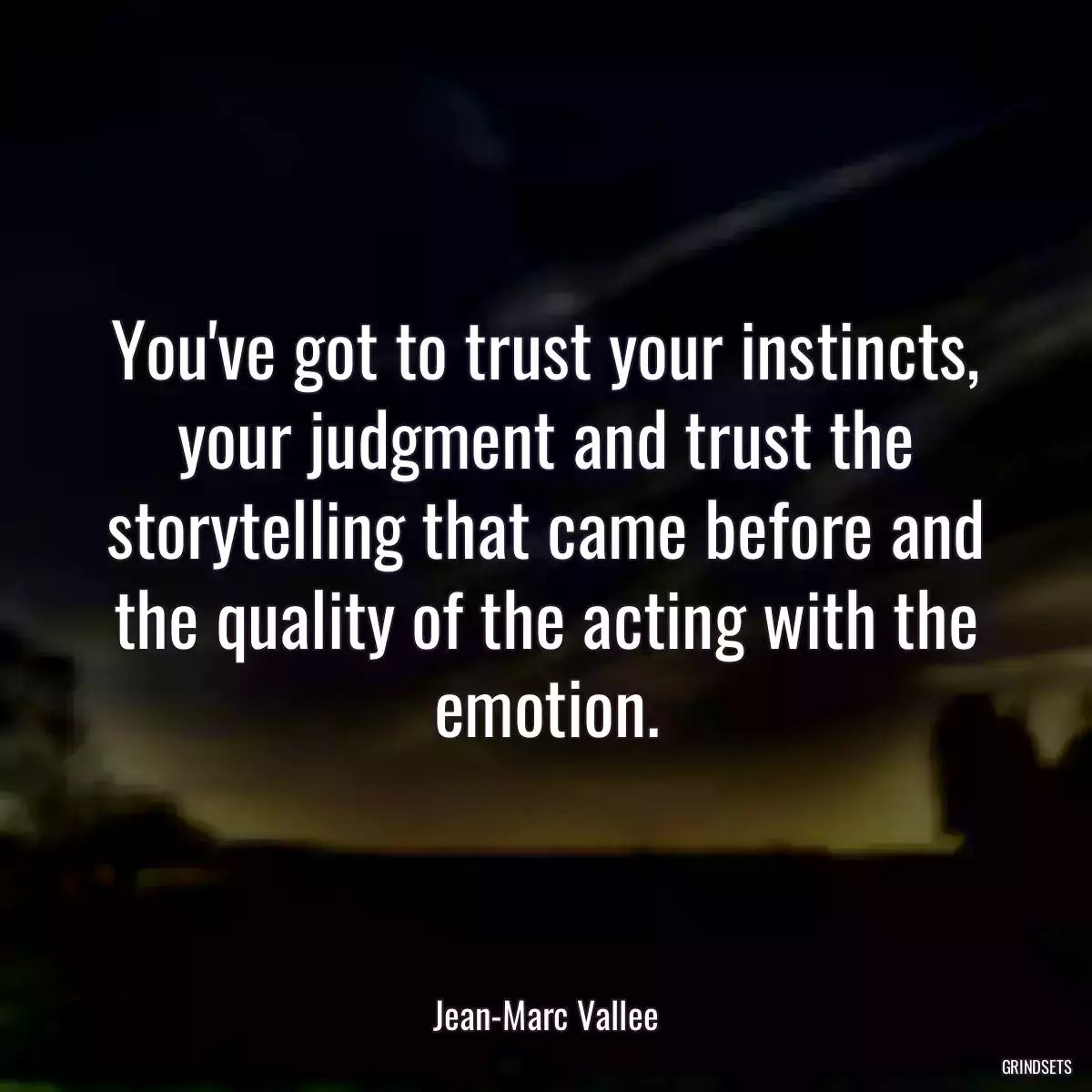 You\'ve got to trust your instincts, your judgment and trust the storytelling that came before and the quality of the acting with the emotion.