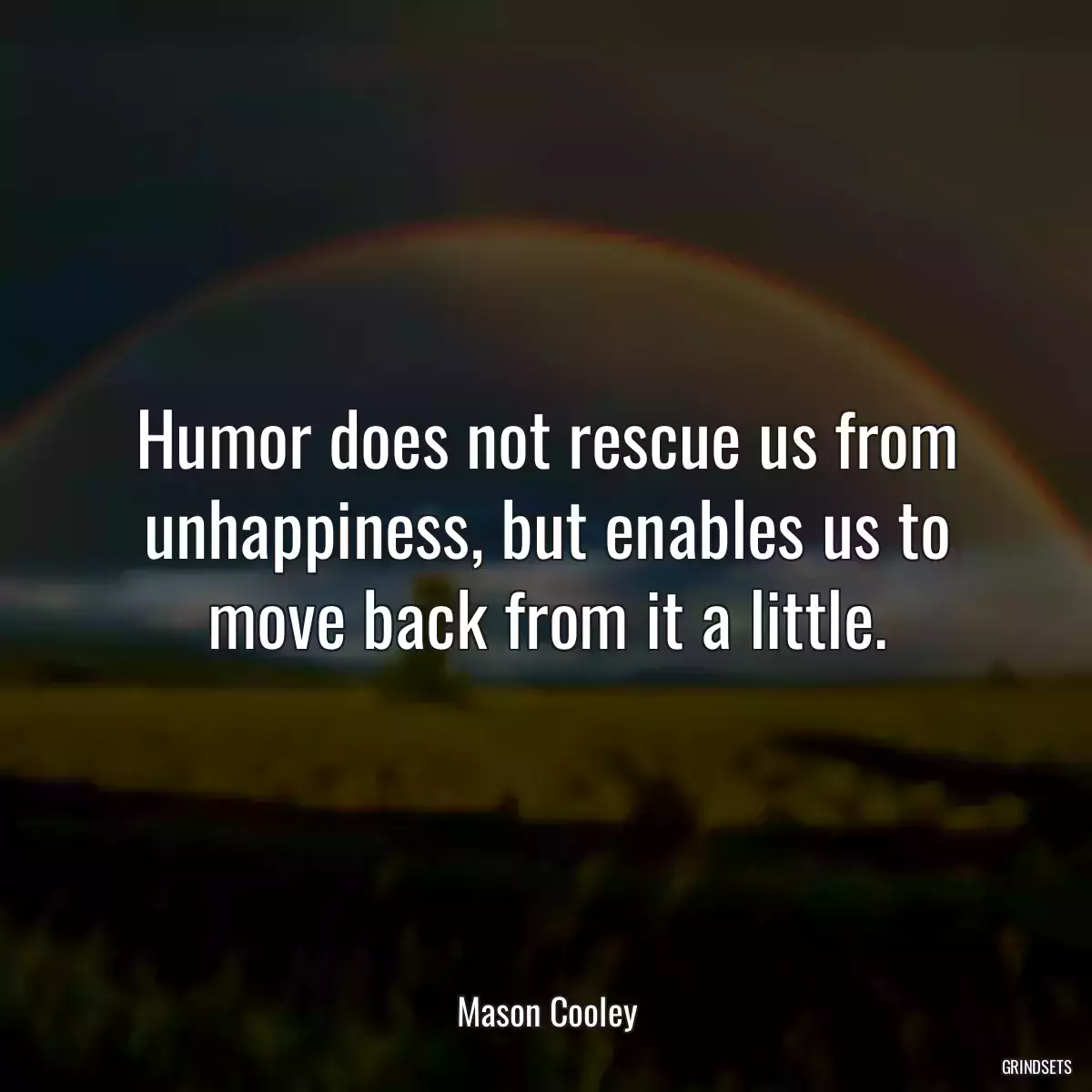 Humor does not rescue us from unhappiness, but enables us to move back from it a little.