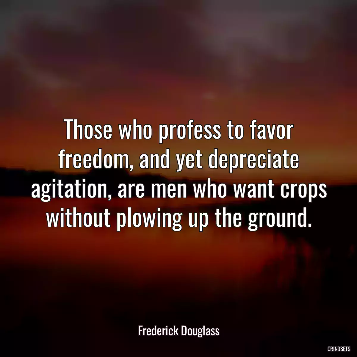 Those who profess to favor freedom, and yet depreciate agitation, are men who want crops without plowing up the ground.