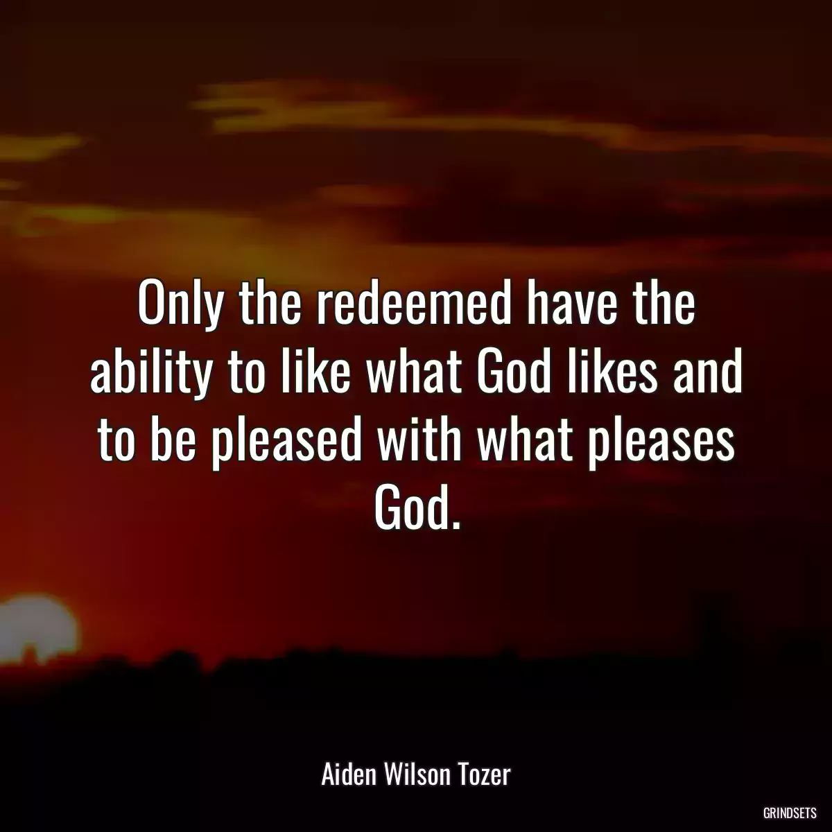 Only the redeemed have the ability to like what God likes and to be pleased with what pleases God.