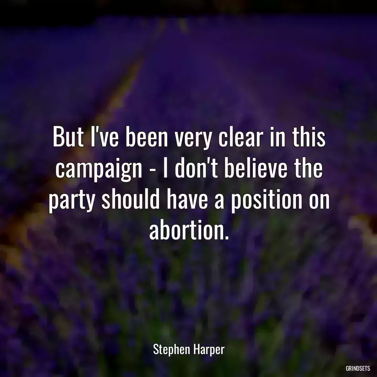 But I\'ve been very clear in this campaign - I don\'t believe the party should have a position on abortion.