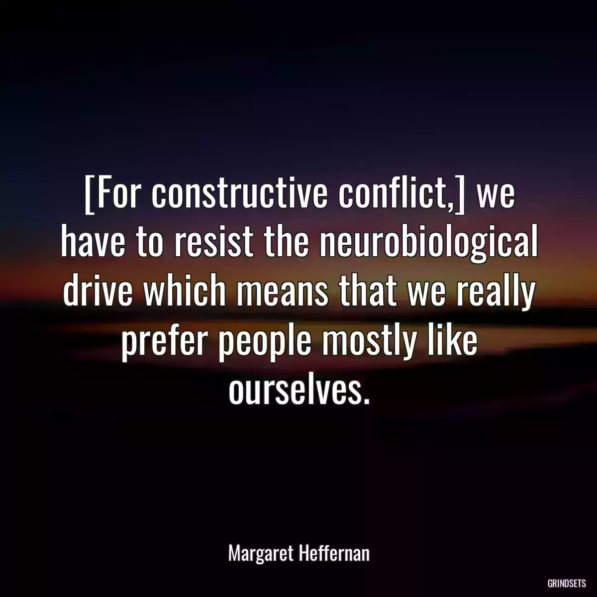 [For constructive conflict,] we have to resist the neurobiological drive which means that we really prefer people mostly like ourselves.