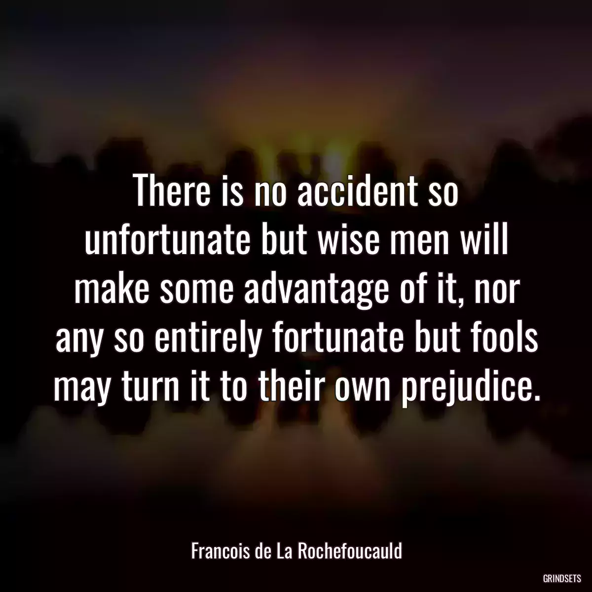 There is no accident so unfortunate but wise men will make some advantage of it, nor any so entirely fortunate but fools may turn it to their own prejudice.