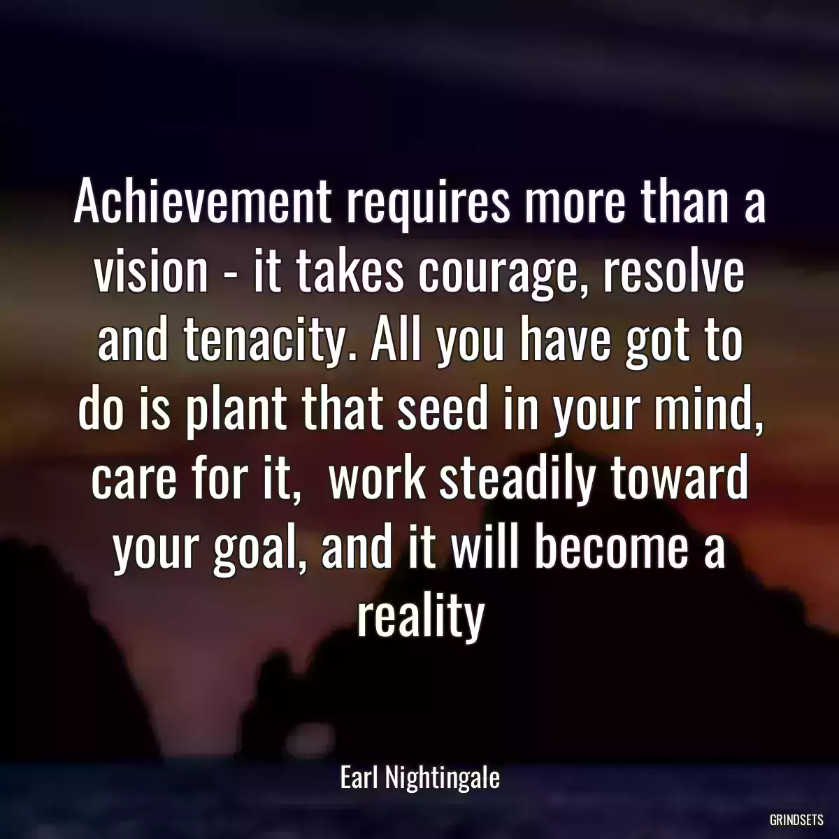 Achievement requires more than a vision - it takes courage, resolve and tenacity. All you have got to do is plant that seed in your mind, care for it,  work steadily toward your goal, and it will become a reality